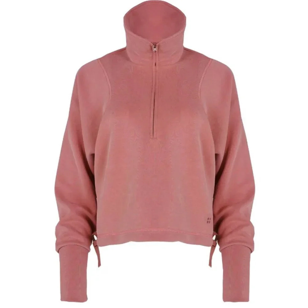 Sweaty Betty Sand Wash Half-Zip Sweatshirt Mauve Pink Size 16 - Picture 4 of 10